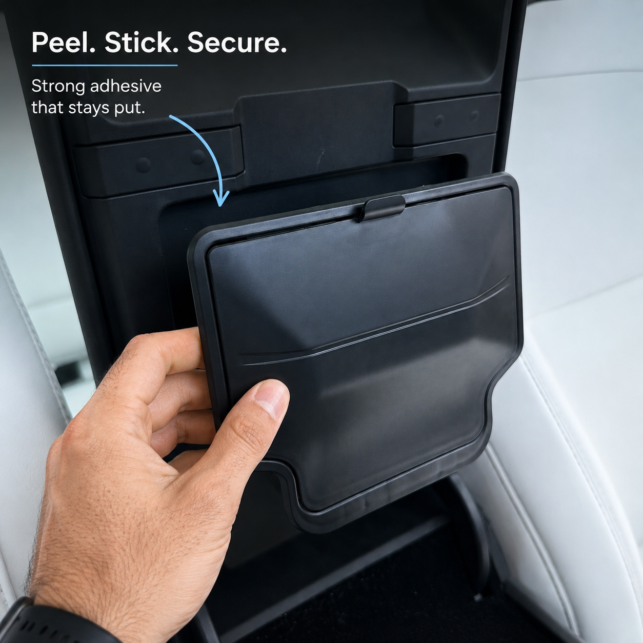 KOEOI Hidden Armrest Storage Box for Tesla Model 3 Highland (2024-2026) & Model Y Juniper/Yl (2024-2026) - Secure Magnetic Privacy Organizer